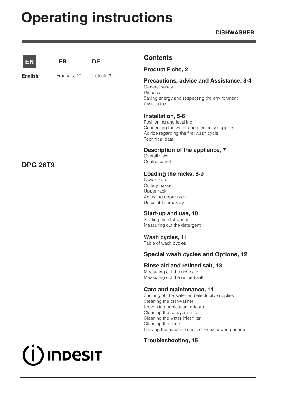 Indesit DPG-26T9-A-NX-EU User Manual | 44 pages