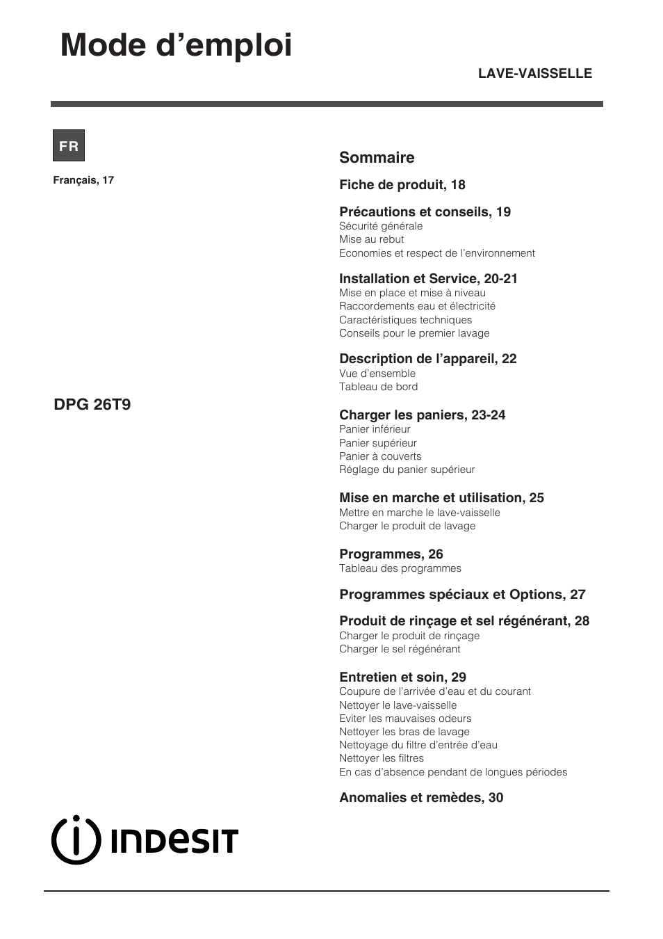 116176_fr, Mode d’emploi | Indesit DPG-26T9-A-NX-EU User Manual | Page 17 / 44