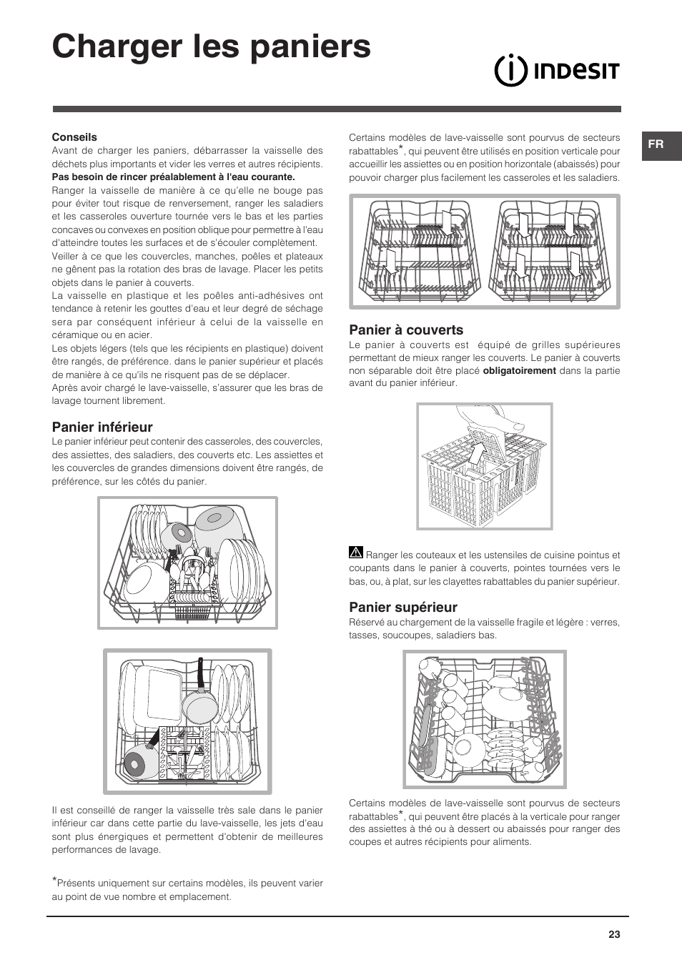 Charger les paniers | Indesit DPG-26T9-A-NX-EU User Manual | Page 23 / 44