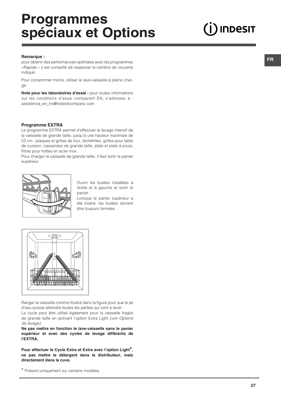 Programmes spéciaux et options | Indesit DPG-26T9-A-NX-EU User Manual | Page 27 / 44