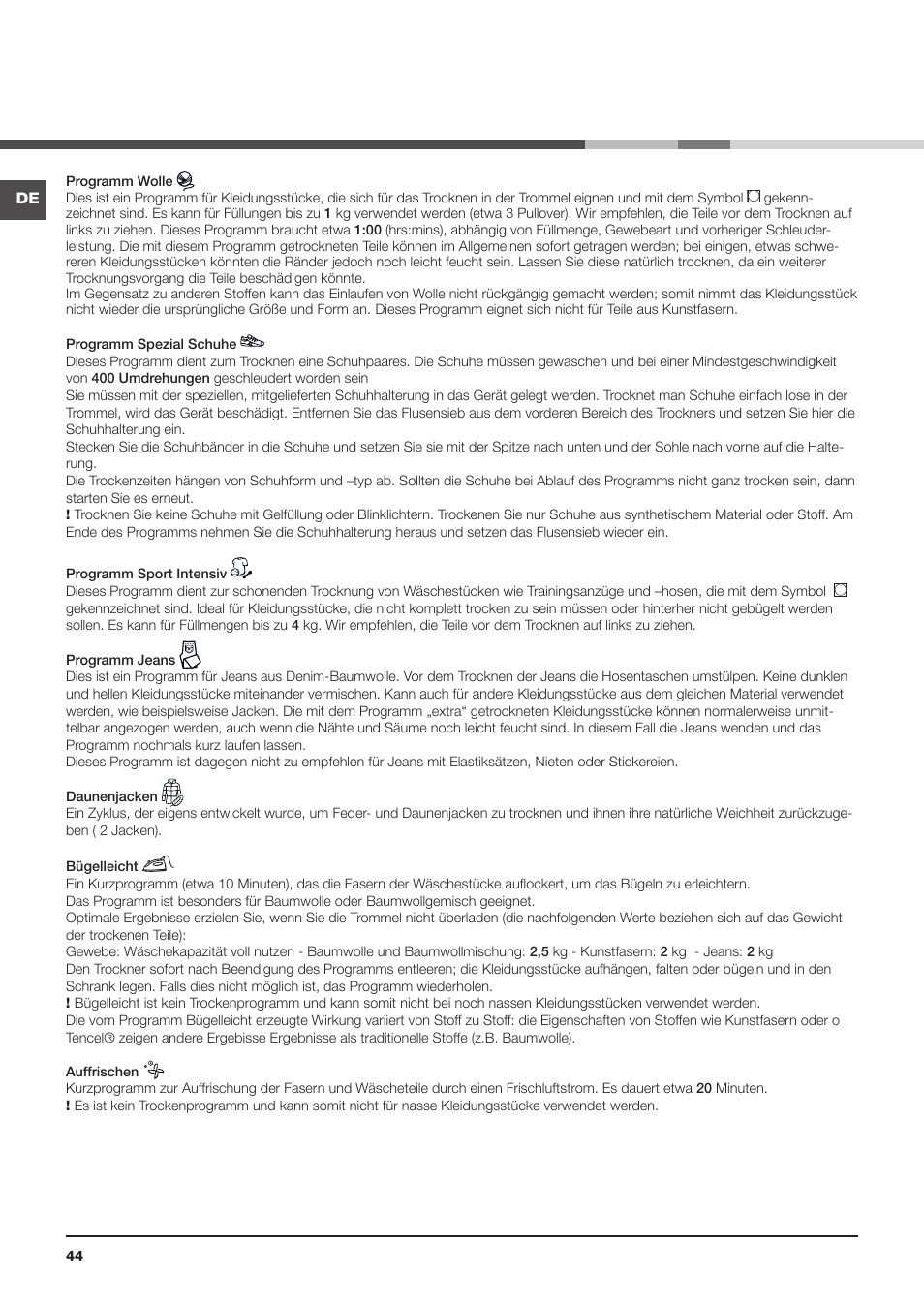 Indesit IDPE-G45X-A1-ECO(EU) User Manual | Page 44 / 48