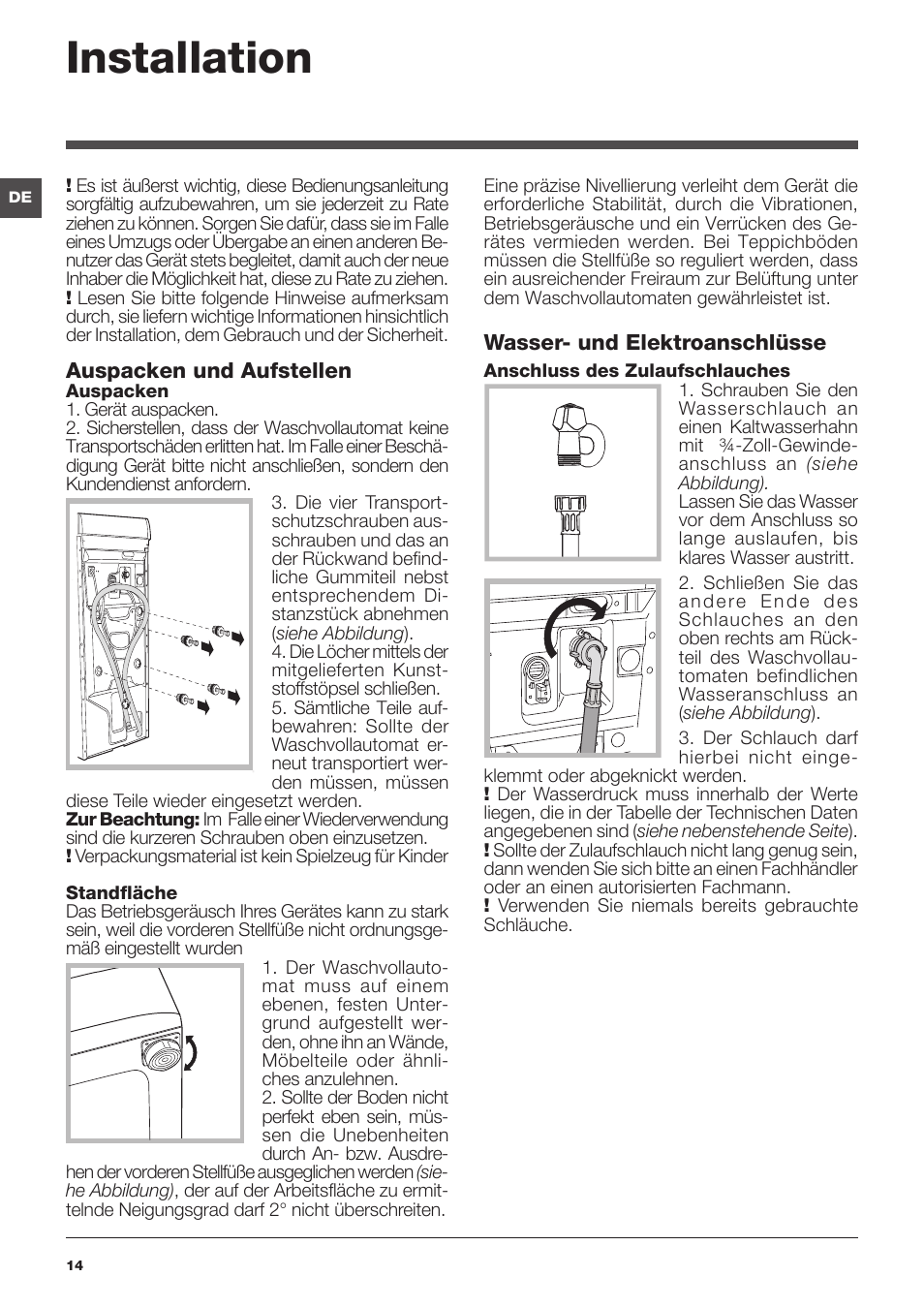 Installation | Indesit IWTE-61482-C-ECO-EU User Manual | Page 14 / 60