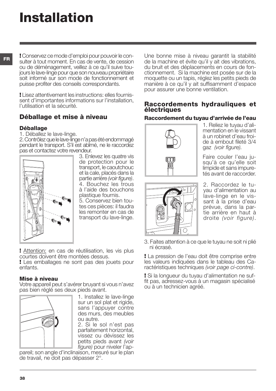 Installation | Indesit IWTE-61482-C-ECO-EU User Manual | Page 38 / 60