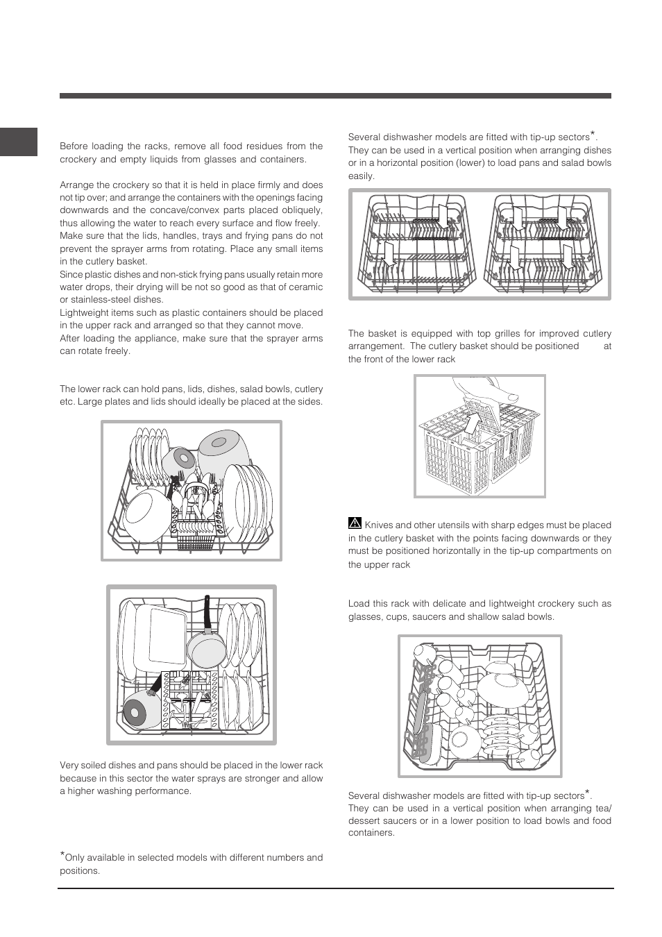 Loading the racks | Indesit DPG-16B1-A-NX-EU User Manual | Page 22 / 84