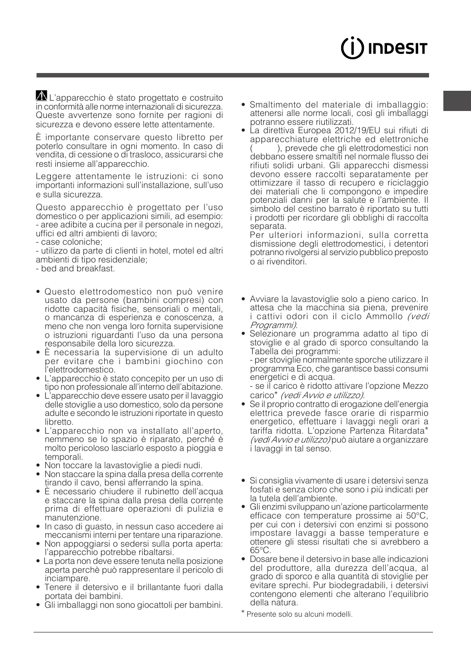 Precauzioni e consigli | Indesit DPG-16B1-A-NX-EU User Manual | Page 3 / 84