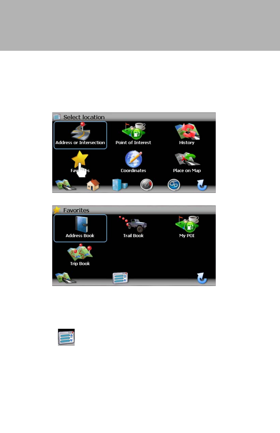 Horizon navmate 5, Managing favorites | Audiovox ADVUV630 User Manual | Page 40 / 61