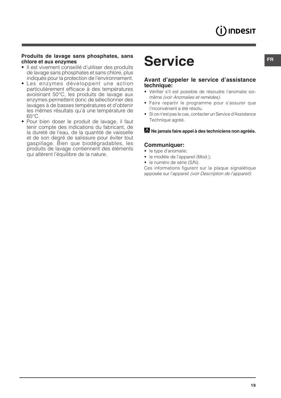 Service | Indesit DFP-58T94-A-EU User Manual | Page 19 / 76