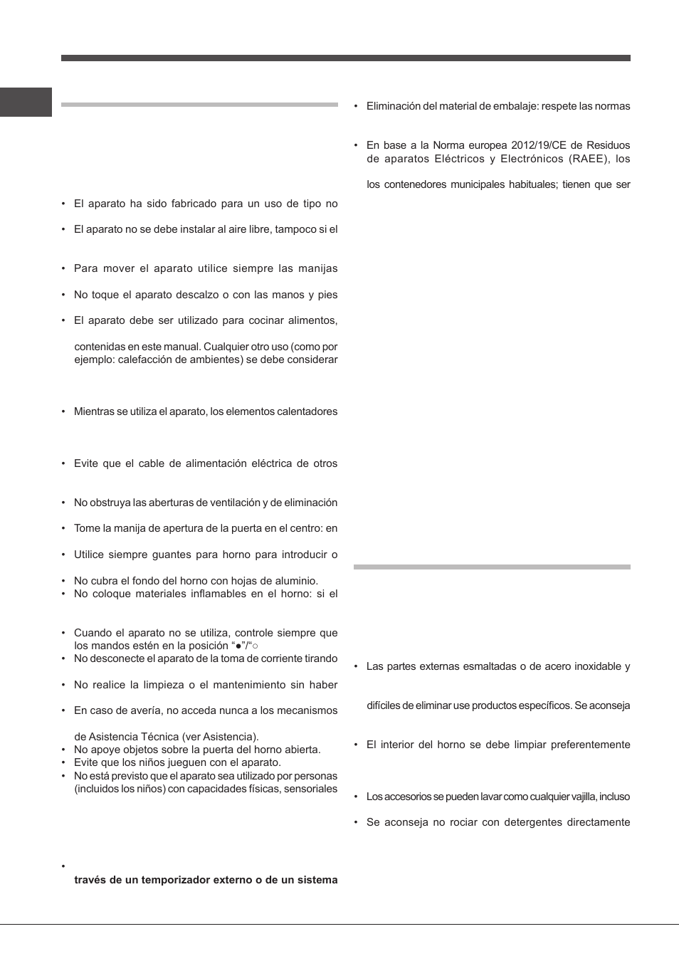 Precauciones y consejos, Mantenimiento y cuidados | Indesit FIMS531J-K.A-IX-(EE) User Manual | Page 40 / 84