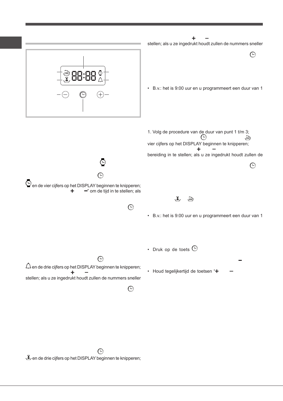 Elektronische programmering, De klok instellen, De timer instellen | De bereiding programmeren | Indesit FIMS531J-K.A-IX-(EE) User Manual | Page 60 / 84