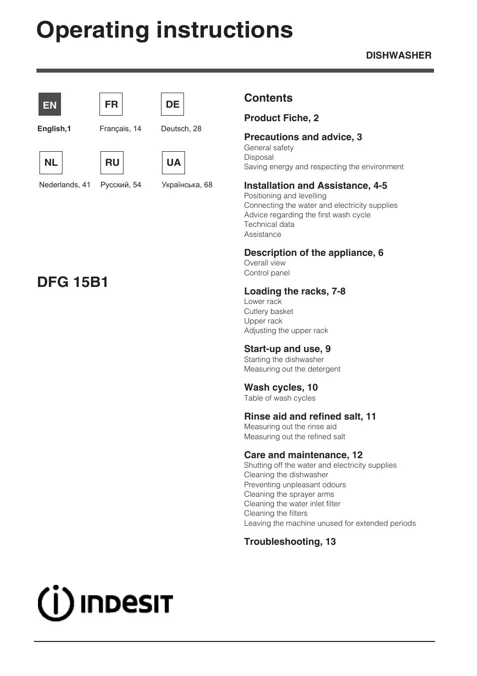 Indesit DFG-15B1-A-EU User Manual | 80 pages