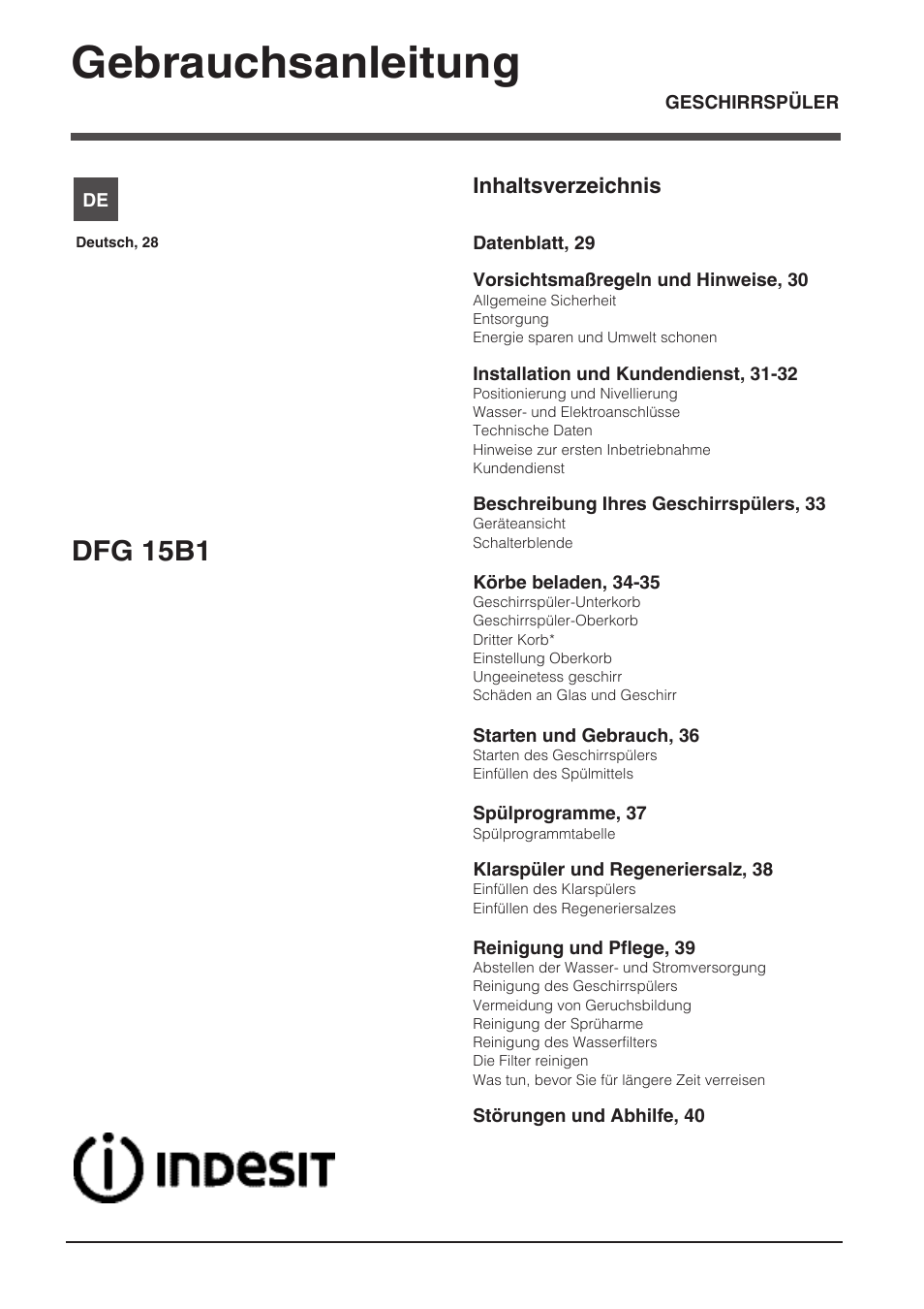 11593401_de, Gebrauchsanleitung, Dfg 15b1 | Indesit DFG-15B1-A-EU User Manual | Page 28 / 80
