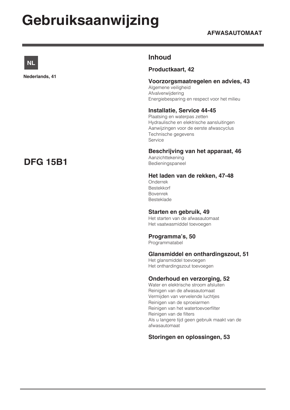 11593401_nl, Gebruiksaanwijzing, Dfg 15b1 | Indesit DFG-15B1-A-EU User Manual | Page 41 / 80
