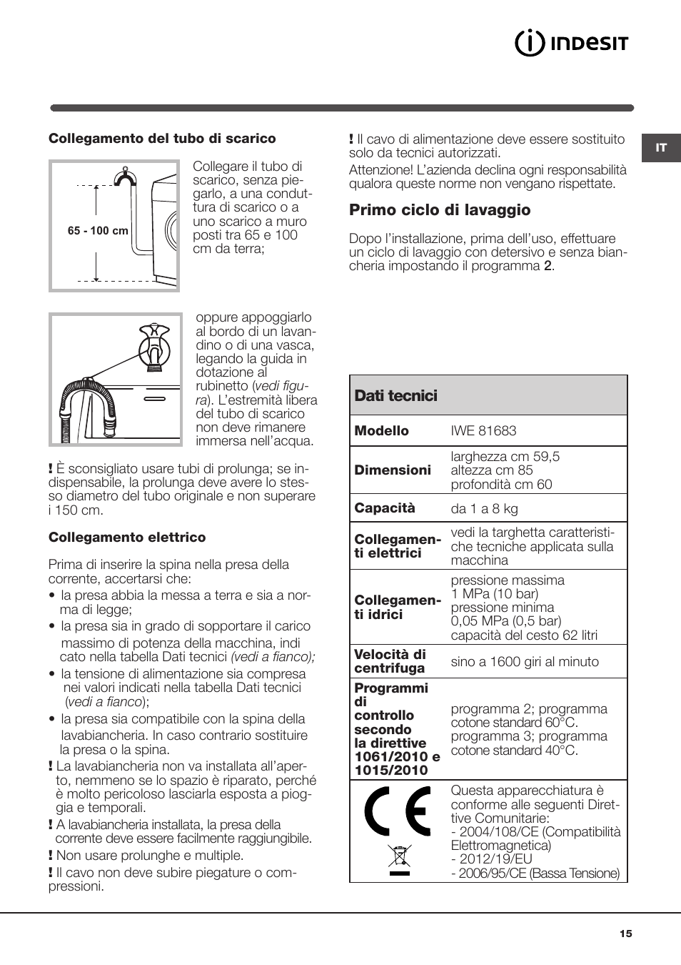 Indesit IWE-81683-B-C-ECO-EU User Manual | Page 15 / 60