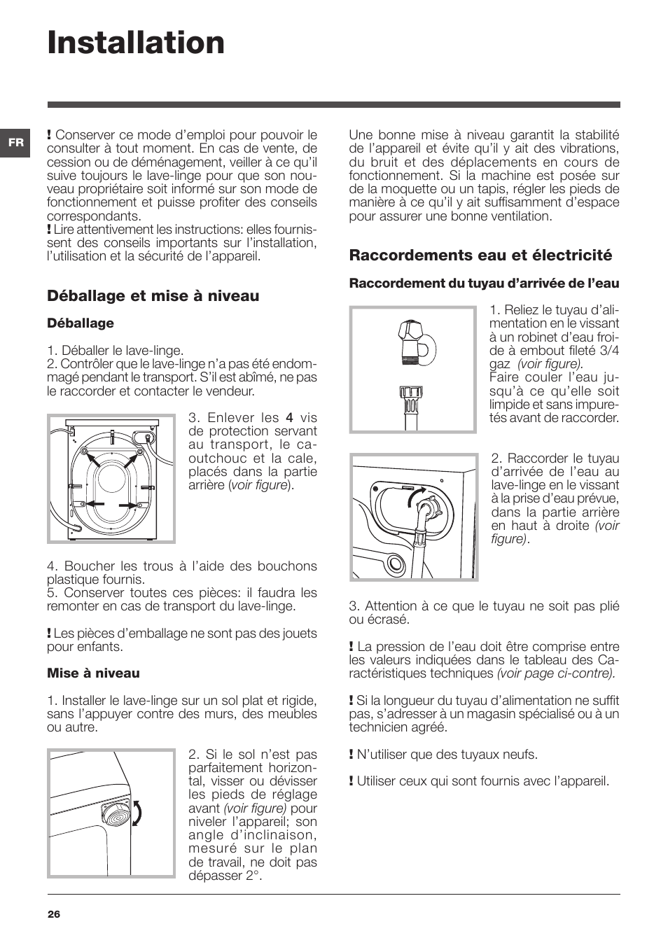 Installation | Indesit IWE-81683-B-C-ECO-EU User Manual | Page 26 / 60