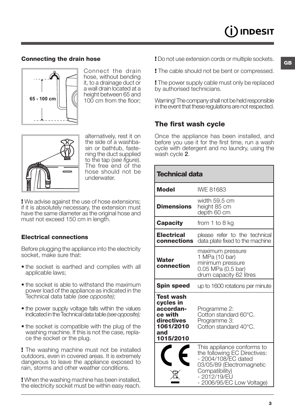 Indesit IWE-81683-B-C-ECO-EU User Manual | Page 3 / 60