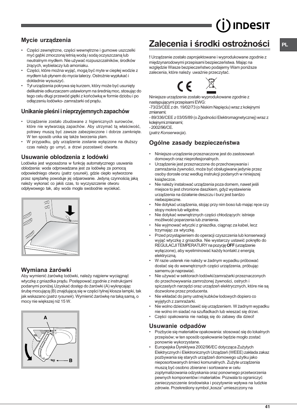 Indesit CAA-55-NF User Manual | Page 41 / 44