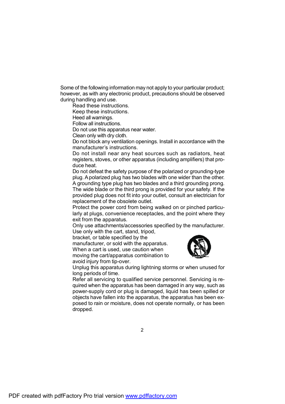 Important safety instructions | Audiovox D1809 User Manual | Page 2 / 34