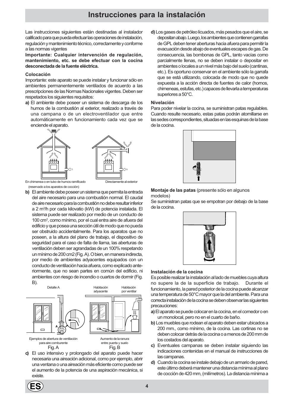 Instrucciones para la instalación | Indesit KN1G2S(W)-E User Manual | Page 4 / 28