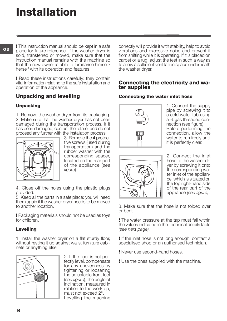 Installation | Indesit IWDE-127-EU User Manual | Page 16 / 56