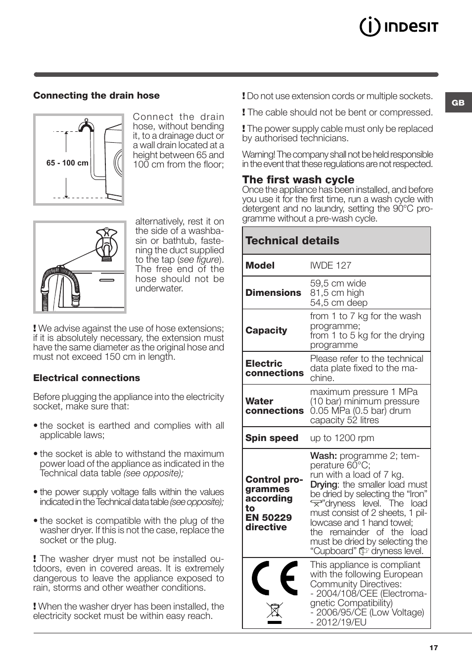 Indesit IWDE-127-EU User Manual | Page 17 / 56