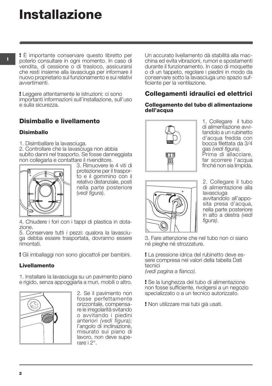 Installazione | Indesit IWDE-127-EU User Manual | Page 2 / 56