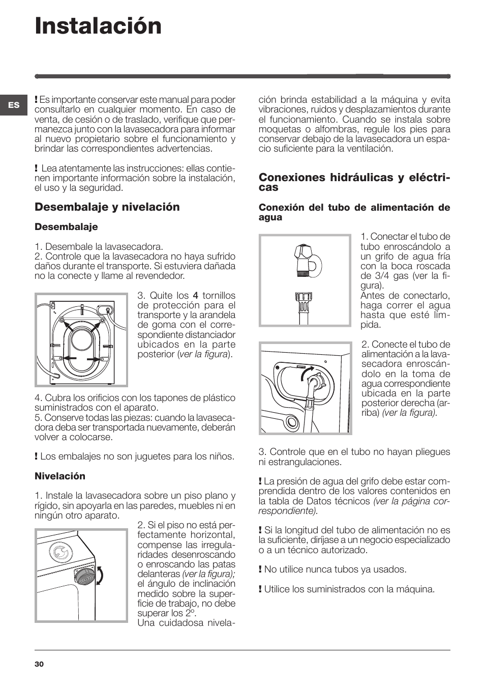 Instalación | Indesit IWDE-127-EU User Manual | Page 30 / 56