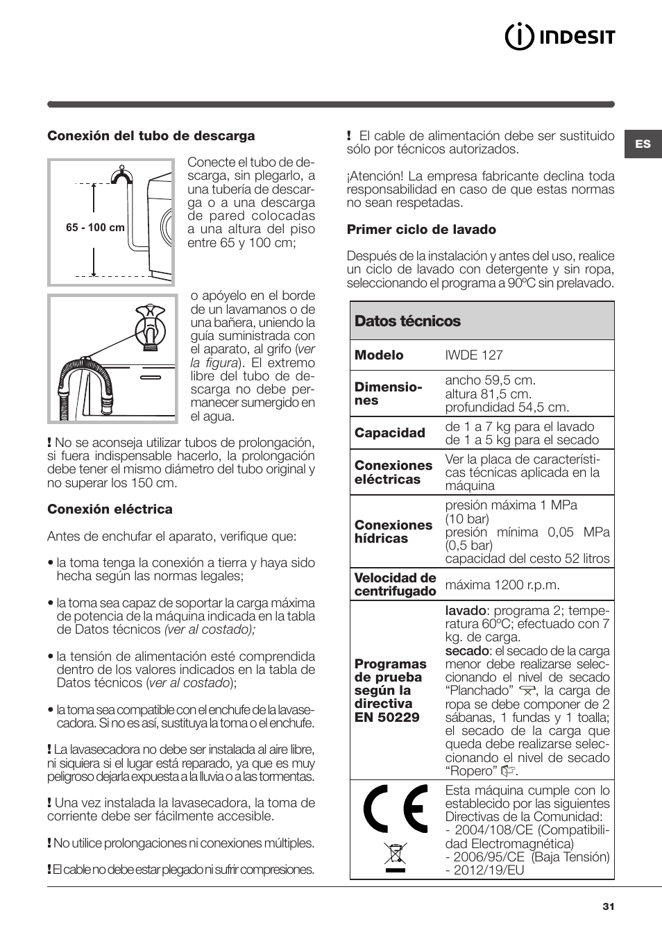 Indesit IWDE-127-EU User Manual | Page 31 / 56