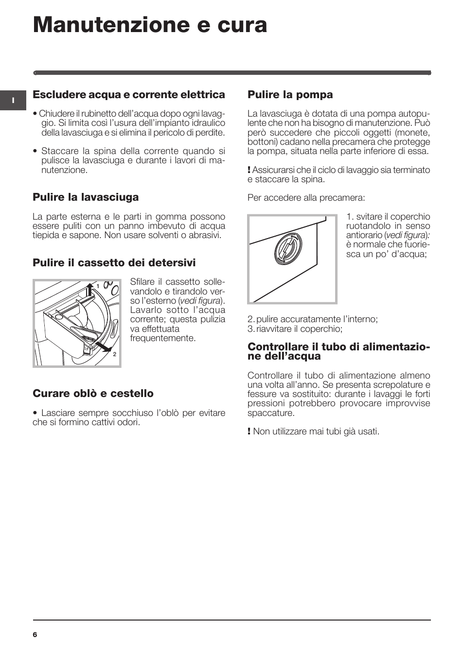 Manutenzione e cura | Indesit IWDE-127-EU User Manual | Page 6 / 56