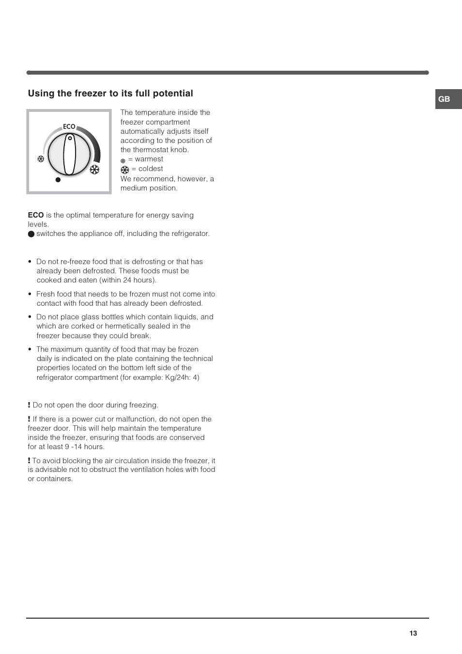 Using the freezer to its full potential | Indesit TAAN-6-FNF User Manual | Page 13 / 64