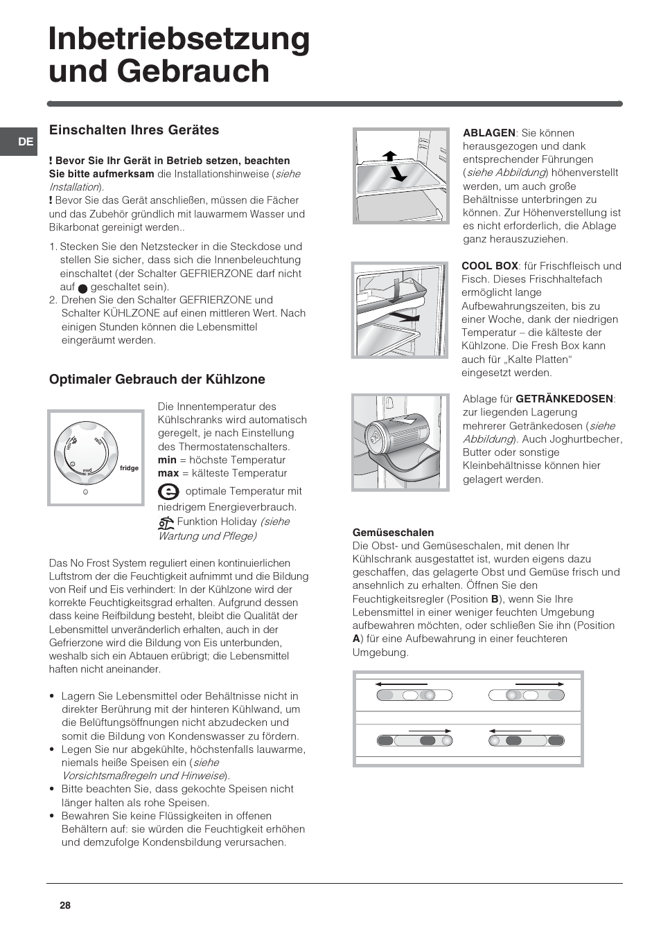 Inbetriebsetzung und gebrauch | Indesit TAAN-6-FNF User Manual | Page 28 / 64