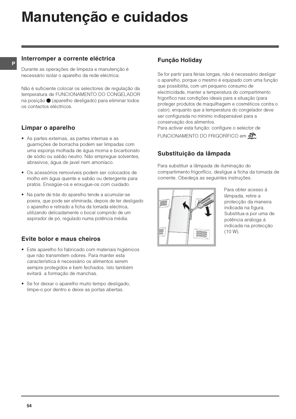 Manutenção e cuidados | Indesit TAAN-6-FNF User Manual | Page 54 / 64