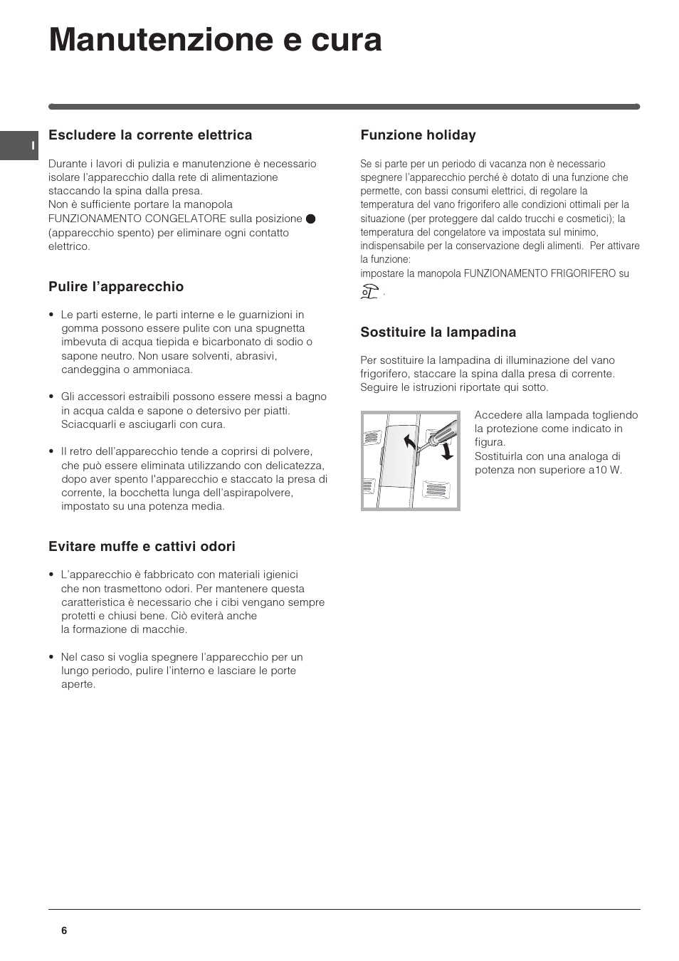 Manutenzione e cura | Indesit TAAN-6-FNF User Manual | Page 6 / 64