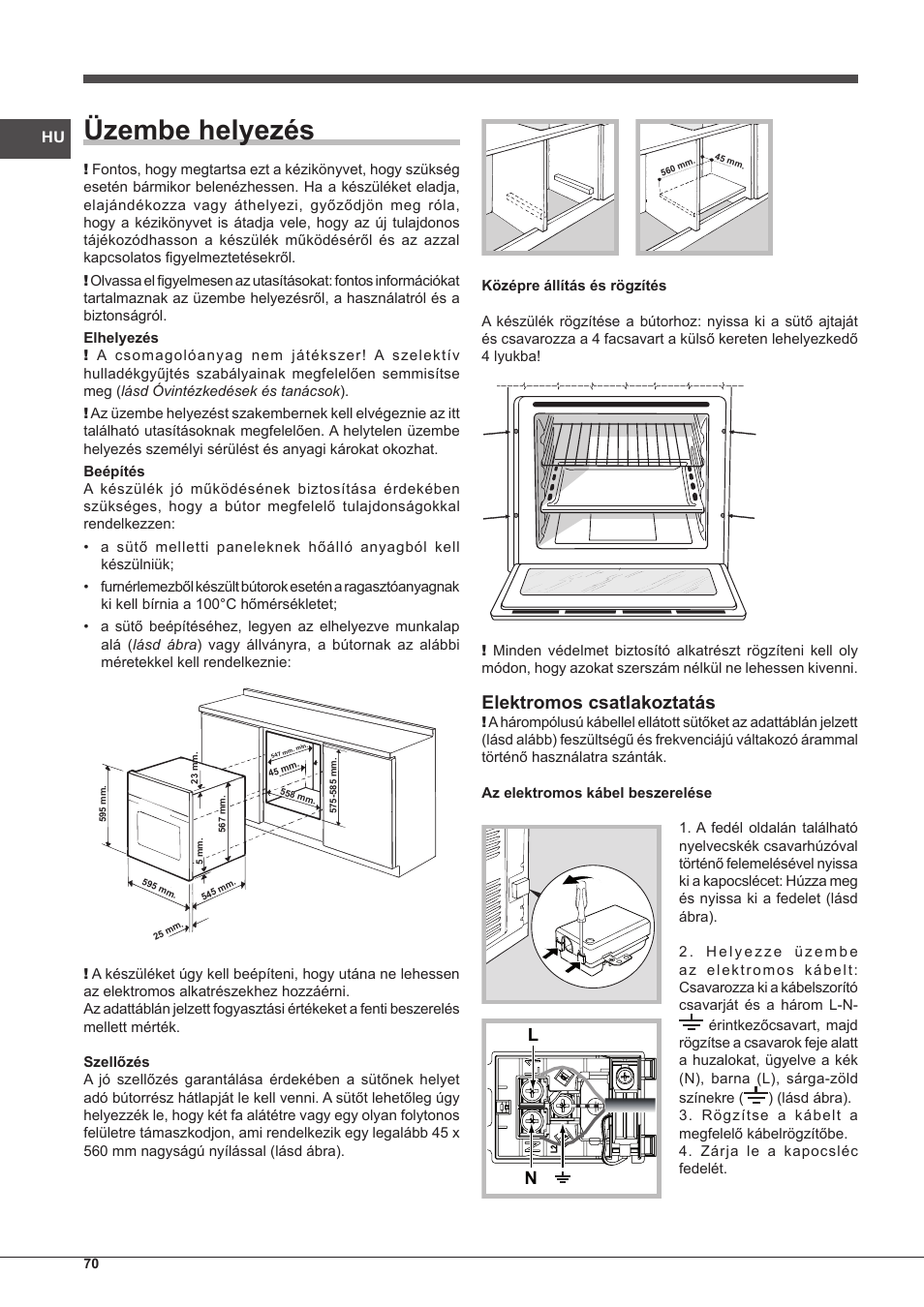 Üzembe helyezés, Elektromos csatlakoztatás | Indesit FIM-51-K.A-IX-S User Manual | Page 70 / 76