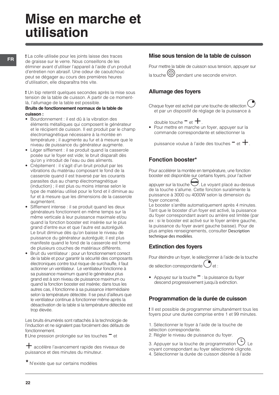 Mise en marche et utilisation | Indesit VIA-630-C User Manual | Page 22 / 84