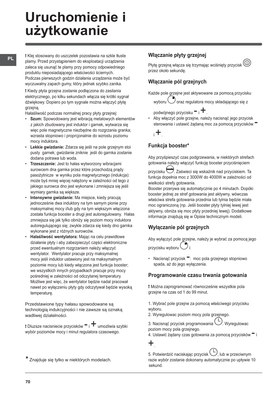 Uruchomienie i użytkowanie | Indesit VIA-630-C User Manual | Page 70 / 84
