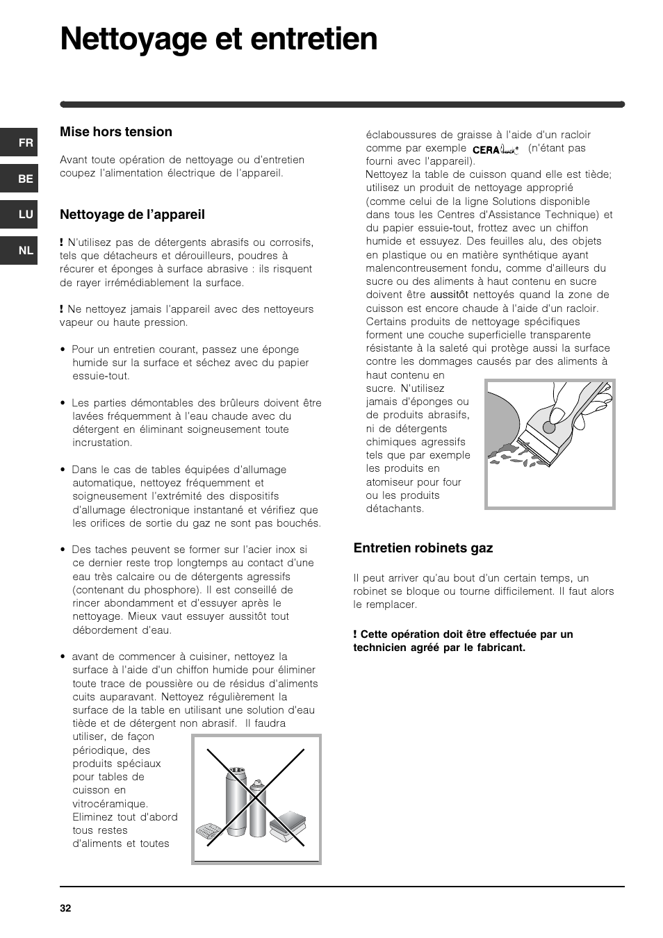 Nettoyage et entretien | Indesit IPG-640-S-(BK) User Manual | Page 32 / 56