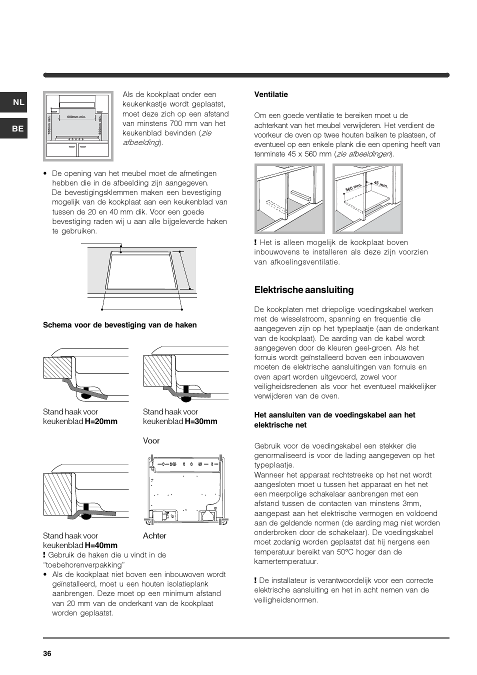 Elektrische aansluiting | Indesit IPG-640-S-(BK) User Manual | Page 36 / 56