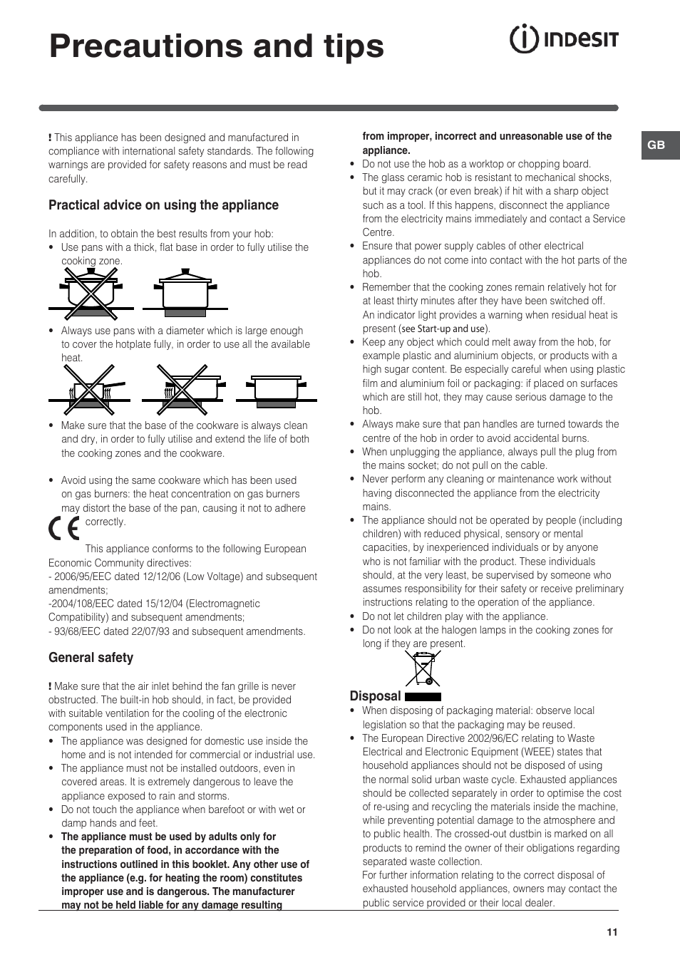 Precautions and tips | Indesit VRM-640-M-IX User Manual | Page 11 / 72