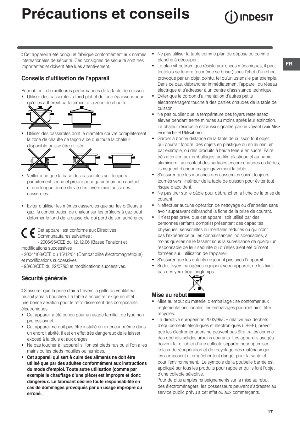 Précautions et conseils | Indesit VRM-640-M-IX User Manual | Page 17 / 72