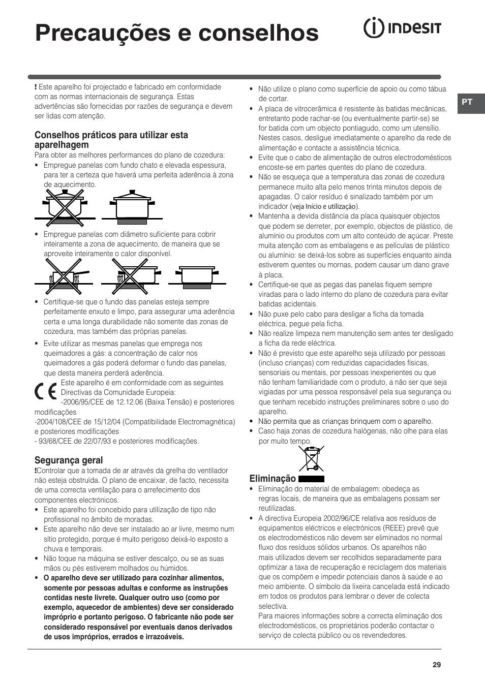 Precauções e conselhos | Indesit VRM-640-M-IX User Manual | Page 29 / 72