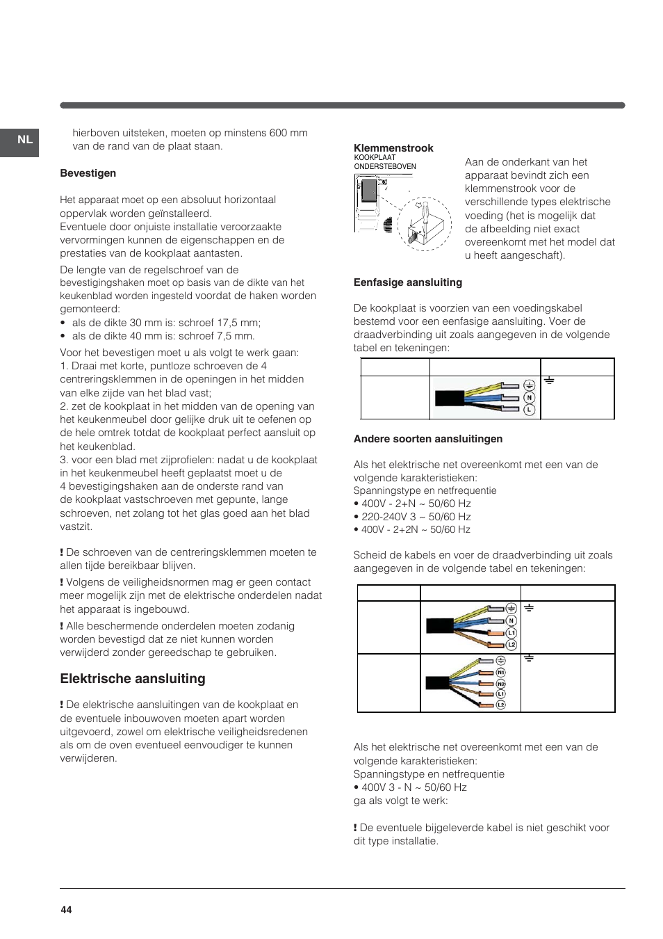 Elektrische aansluiting | Indesit VRM-640-M-IX User Manual | Page 44 / 72