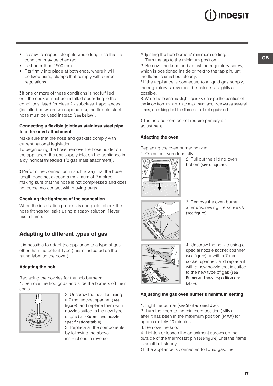 Adapting to different types of gas | Indesit KN6G21S(X)-I User Manual | Page 17 / 44