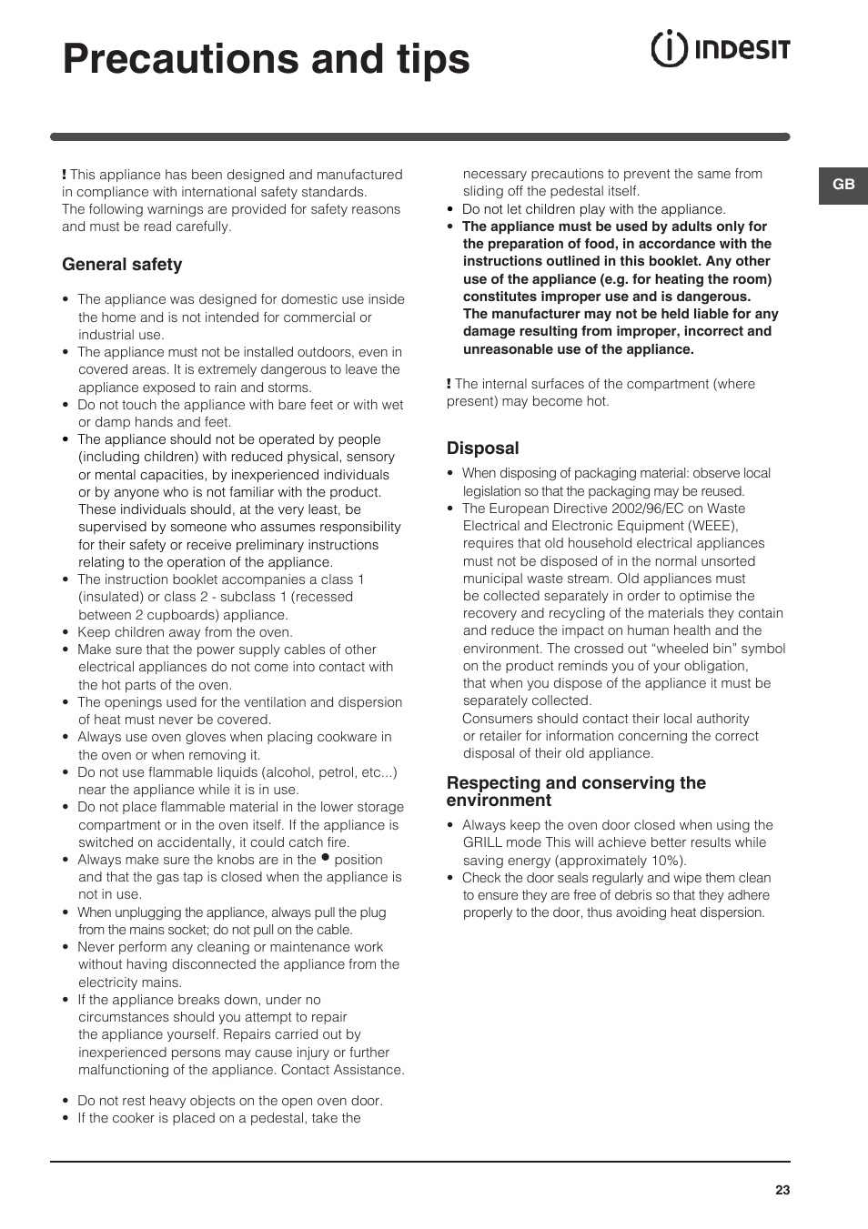 Precautions and tips | Indesit KN6G21S(X)-I User Manual | Page 23 / 44