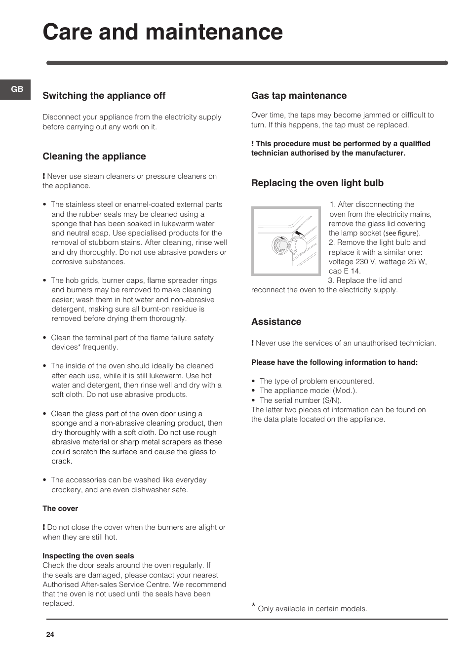 Care and maintenance | Indesit KN6G21S(X)-I User Manual | Page 24 / 44