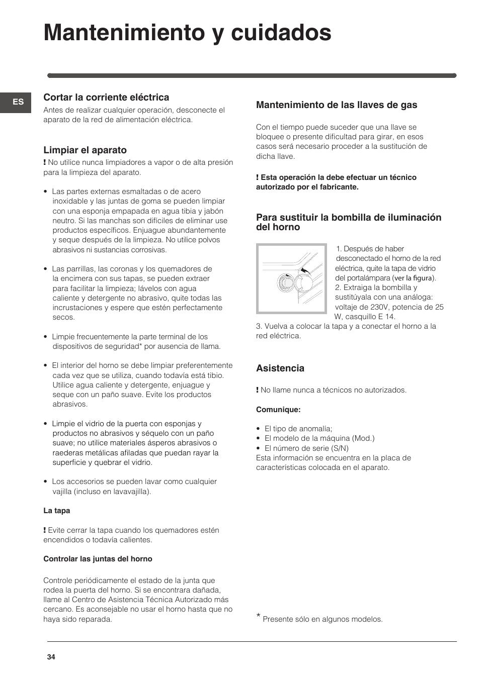 Mantenimiento y cuidados | Indesit KN6G21S(X)-I User Manual | Page 34 / 44