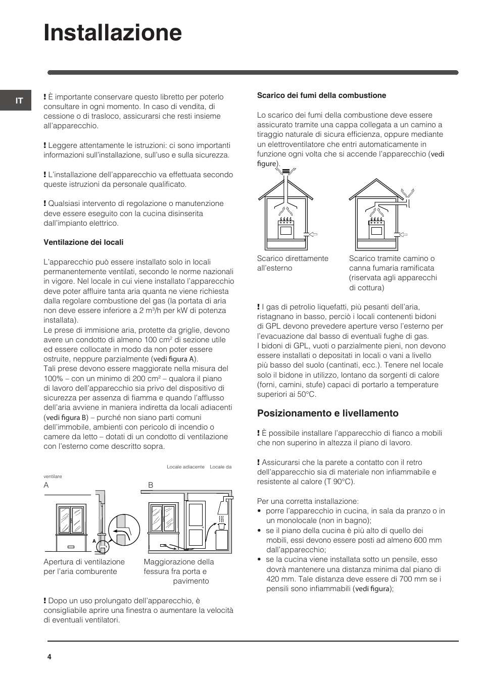 Installazione, Posizionamento e livellamento | Indesit KN6G21S(X)-I User Manual | Page 4 / 44