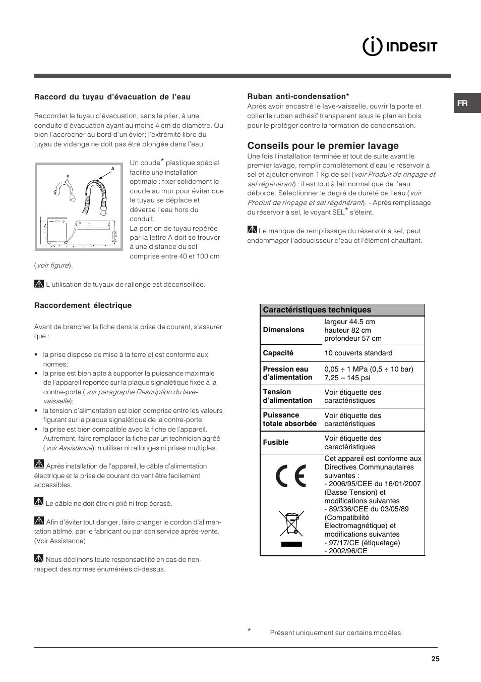 Conseils pour le premier lavage | Indesit DIS 16 User Manual | Page 25 / 80