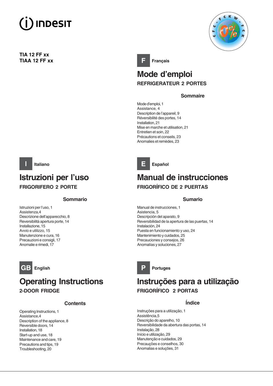 Indesit TIAA-12-FF User Manual | 56 pages