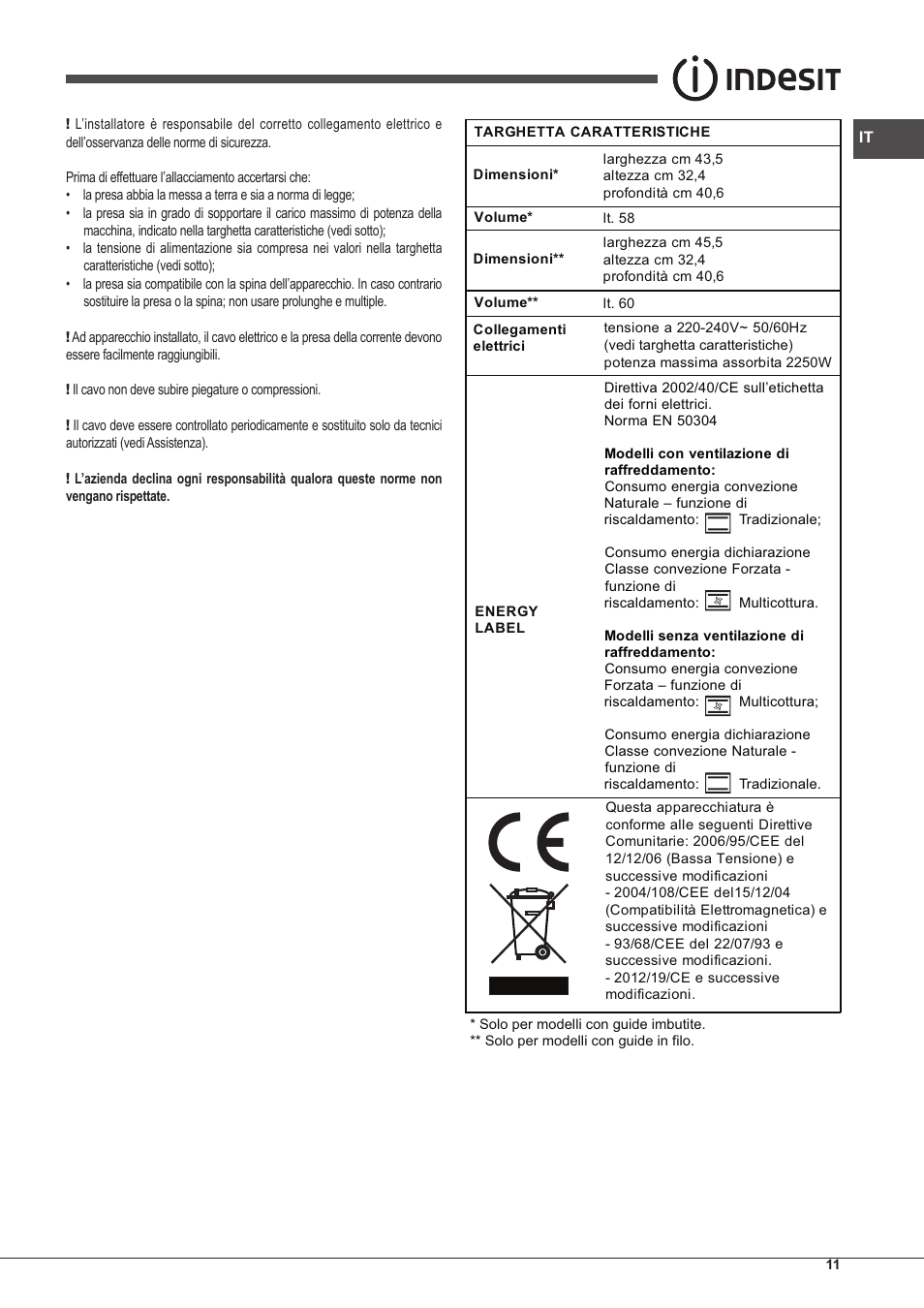 Indesit FIM-53-KC.A-IX-S User Manual | Page 11 / 52