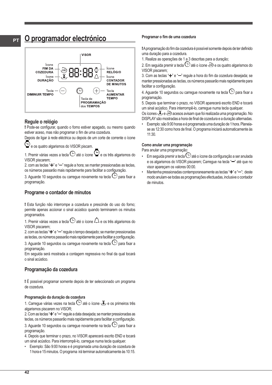 O programador electrónico | Indesit FIM-53-KC.A-IX-S User Manual | Page 42 / 52